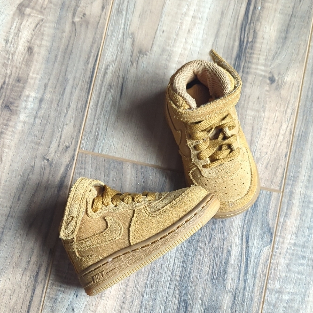Nike Force 1 Mid LV8 (TD) Wheat/Gum Size 4c 859338-701 Like New - Picture 2 of 6
